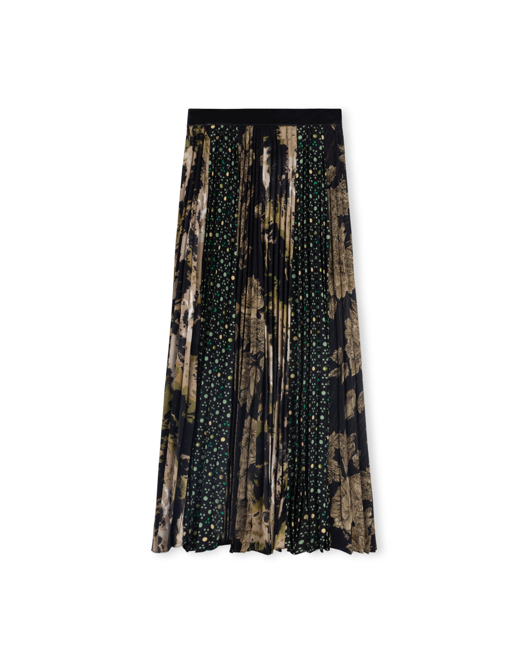 Mixed Print Pleated Skirt