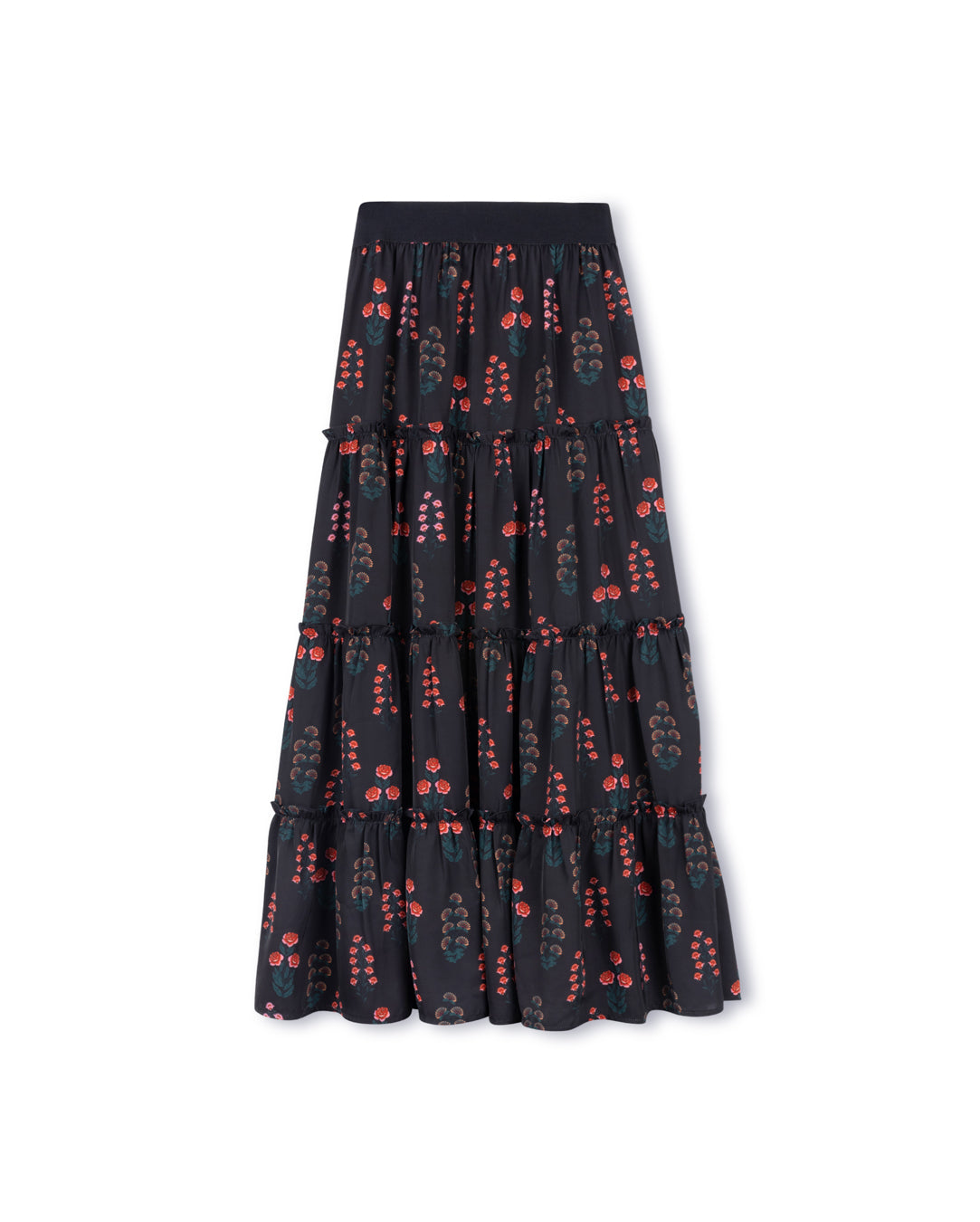 Abad Tiered Silk Printed Skirt