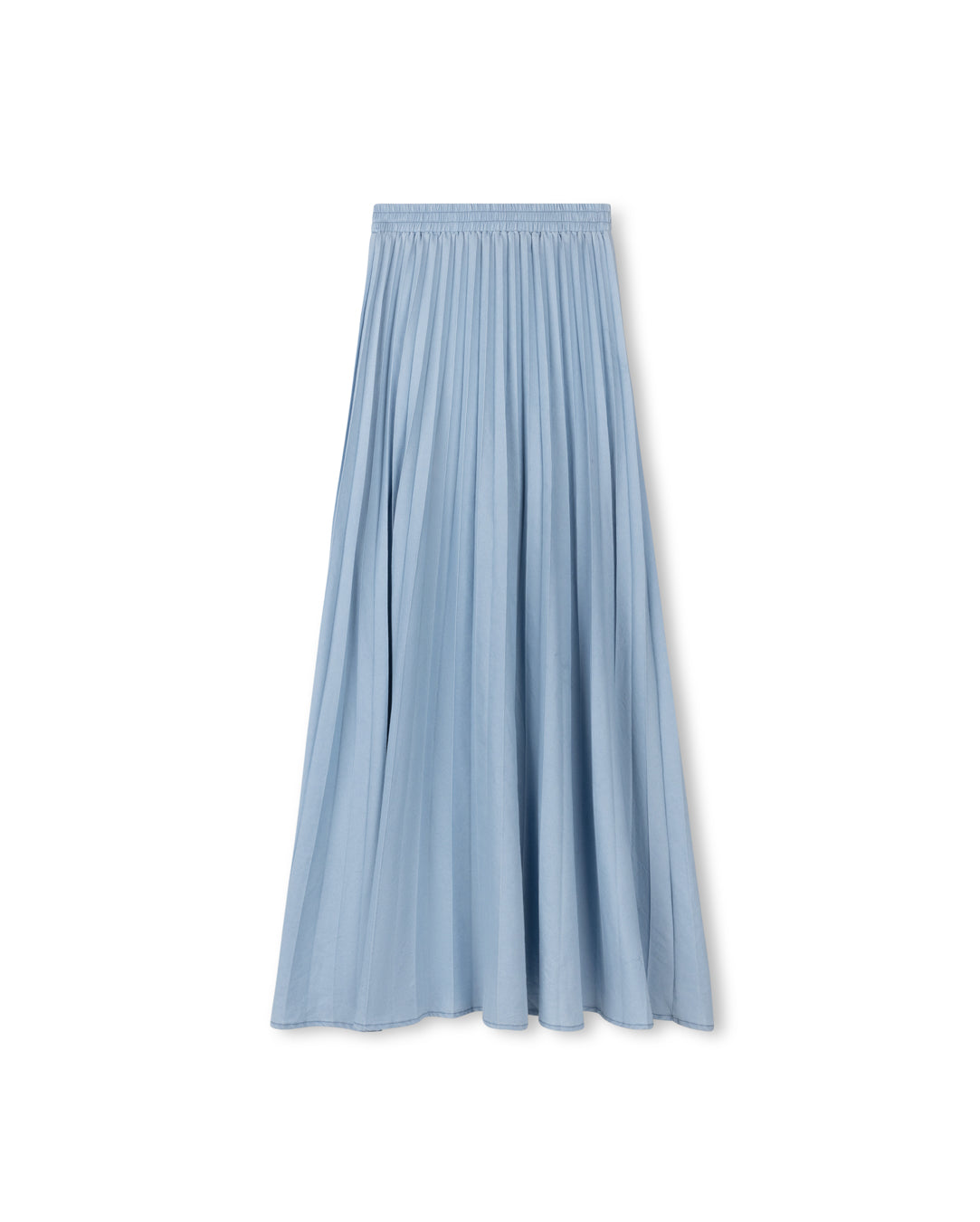 Denim Pleated Skirt With Drawstring Waist