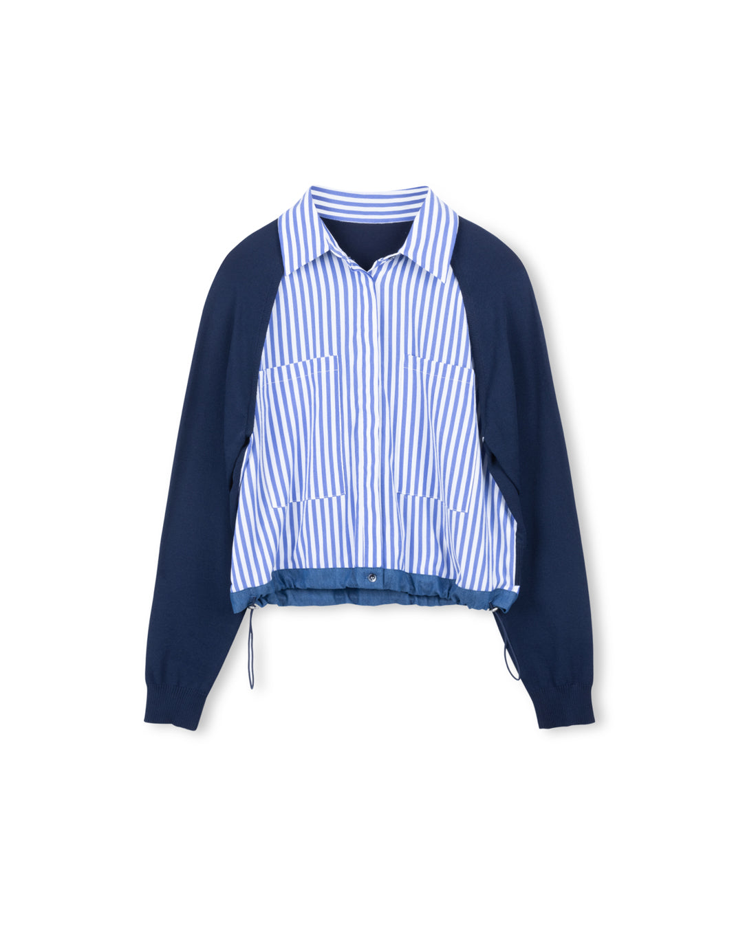 Poplin and Knit Stripe Top