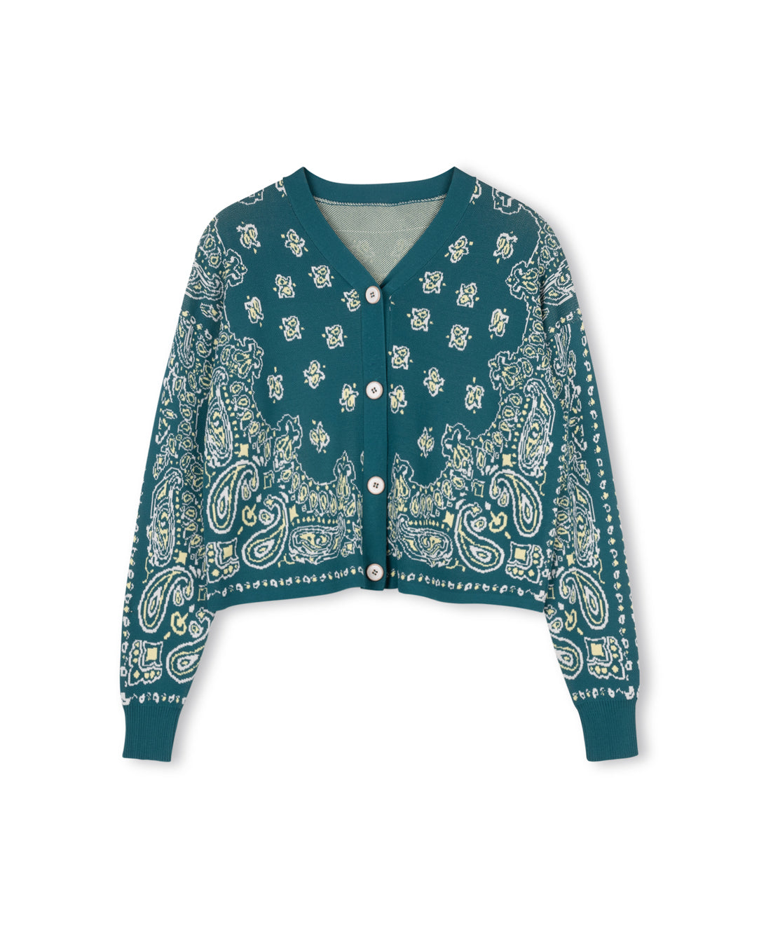 Paisley Print Knit Cardigan