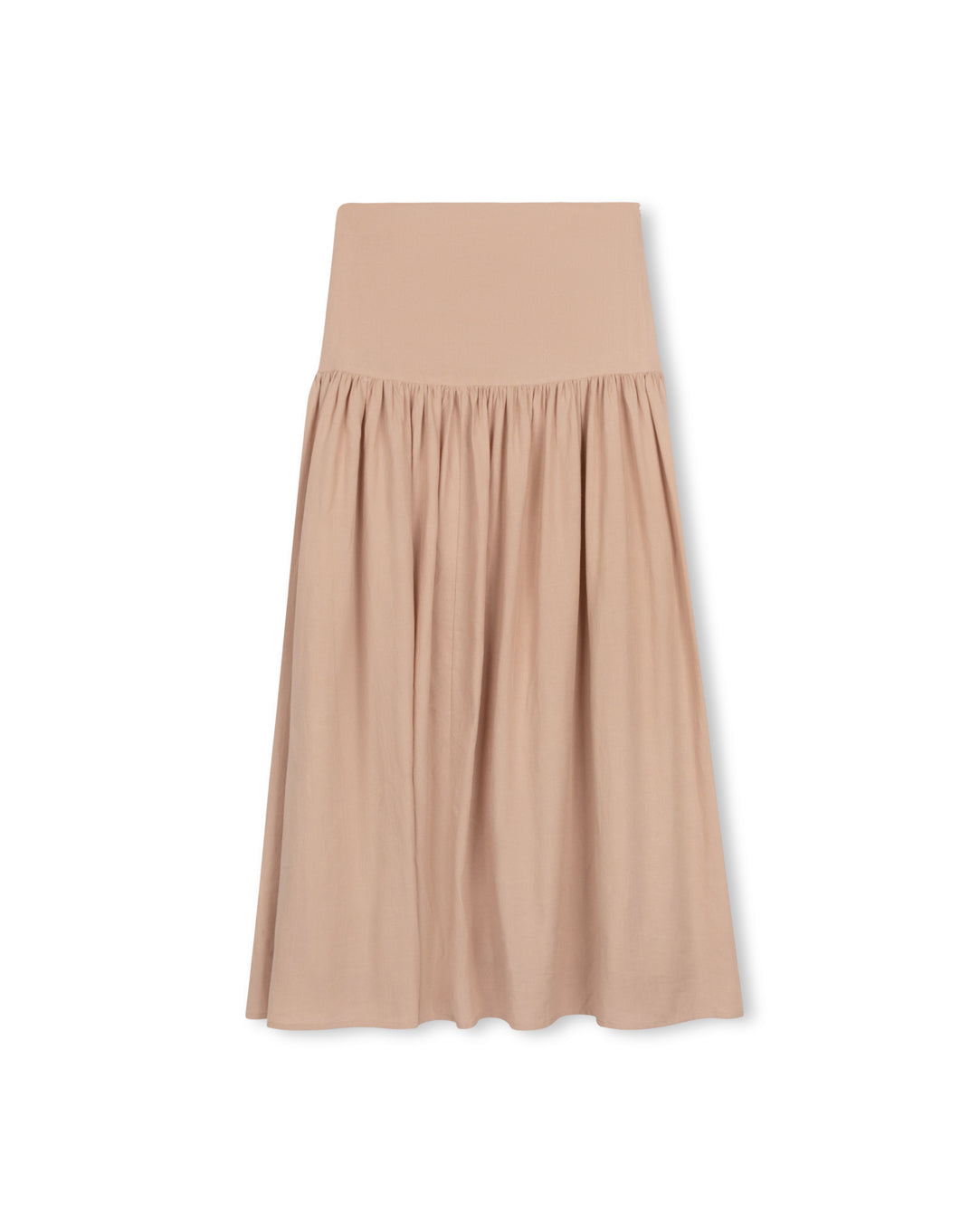 Linen Yolk And Pleat Skirt