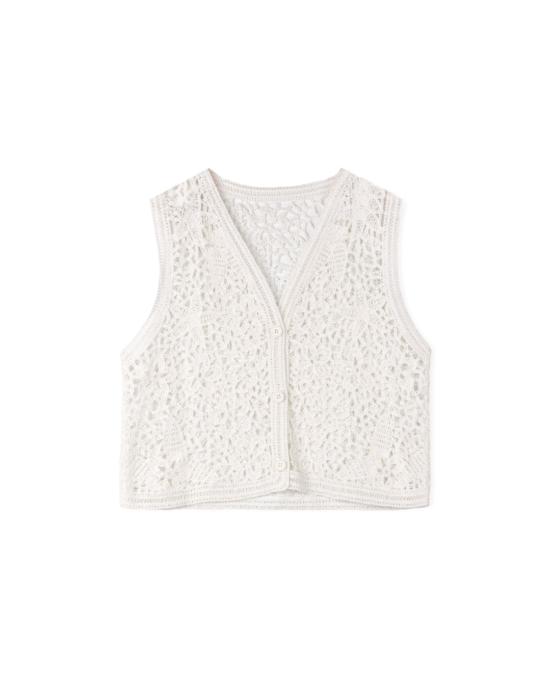 Crochet Floral Knit Vest