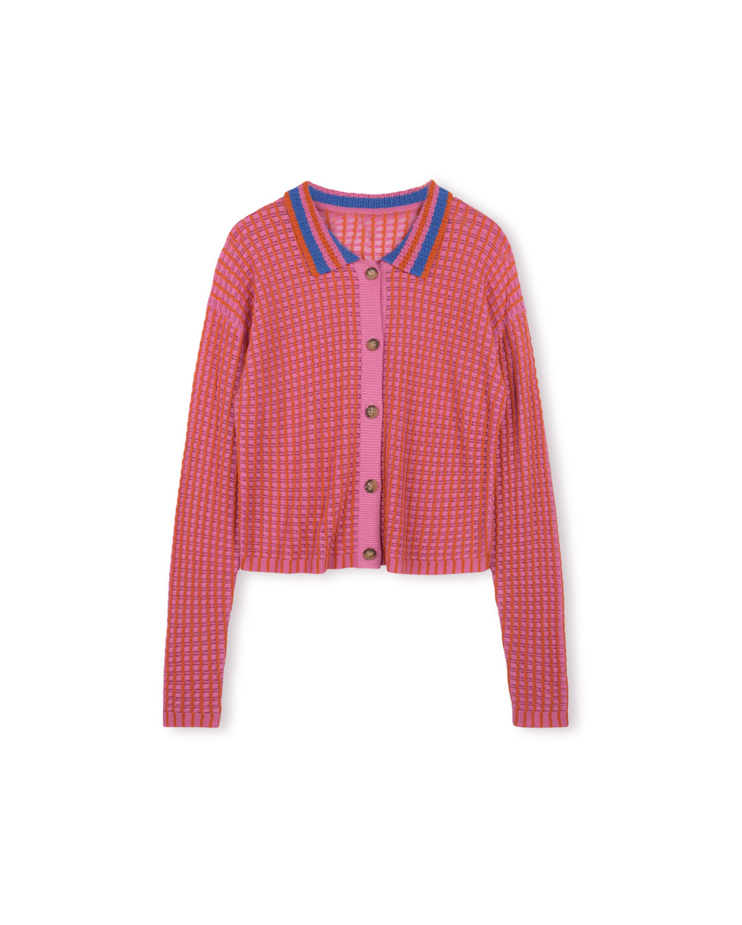 Waffle Knit Collared Cardigan