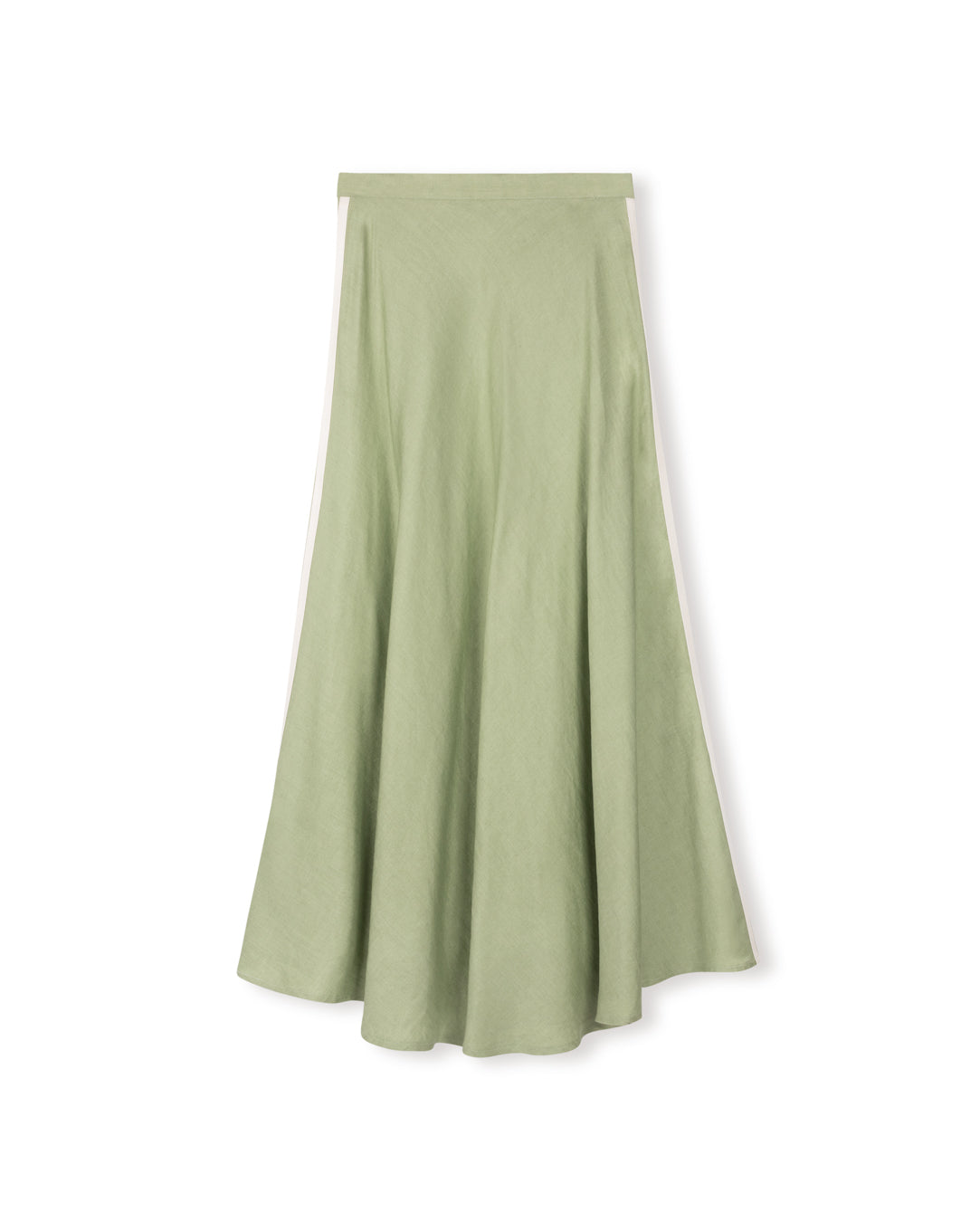 Morgan Linen Skirt With Leather Strip