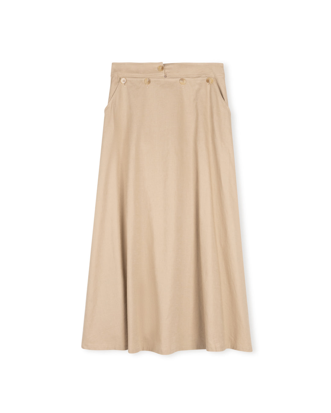 Linen Button Front Skirt