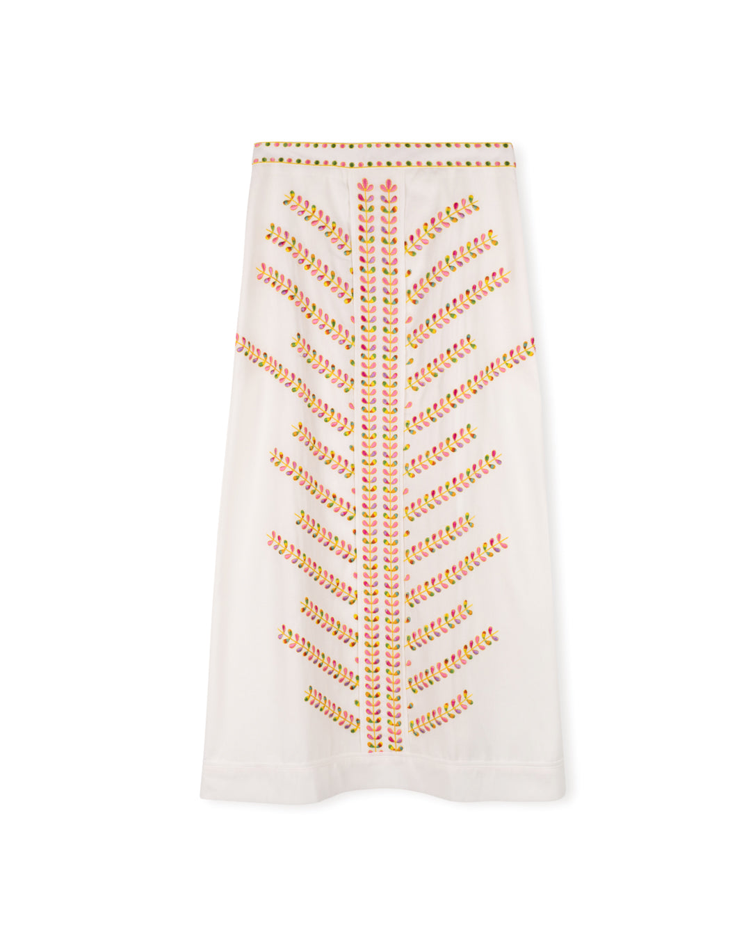 Colorful Leaf Embroidered Skirt