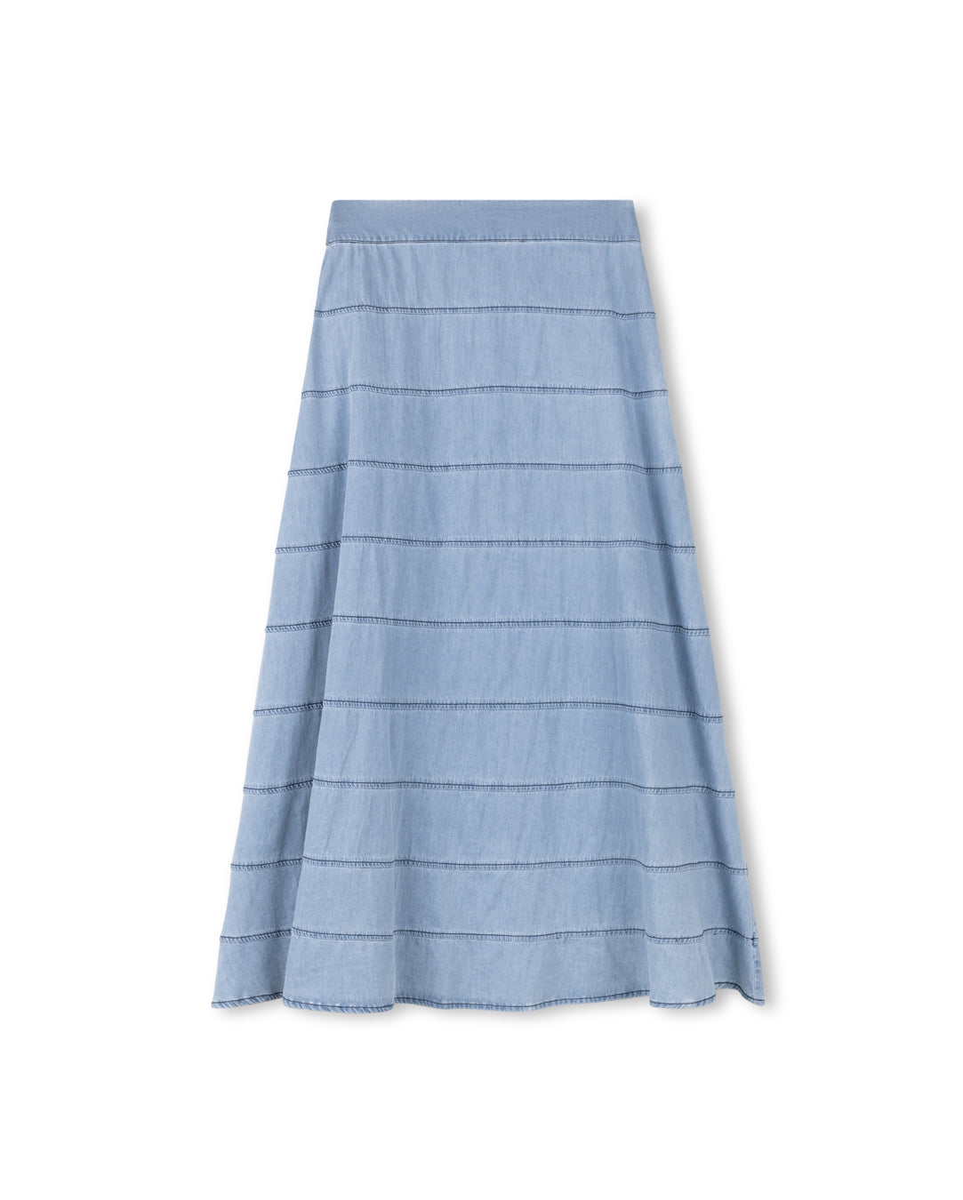 Tiered Chambray A-line Skirt