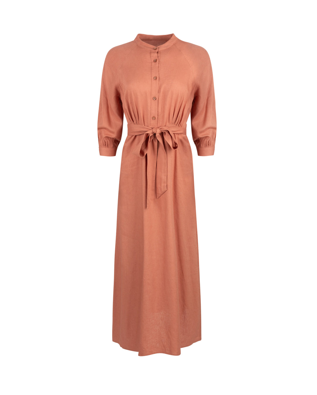 Self Belt Linen Dress