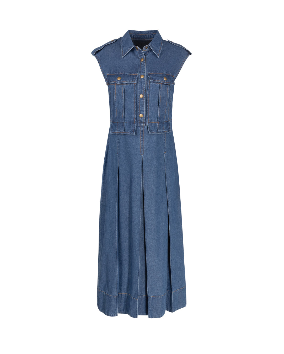 Denim Utility Pleat Dress