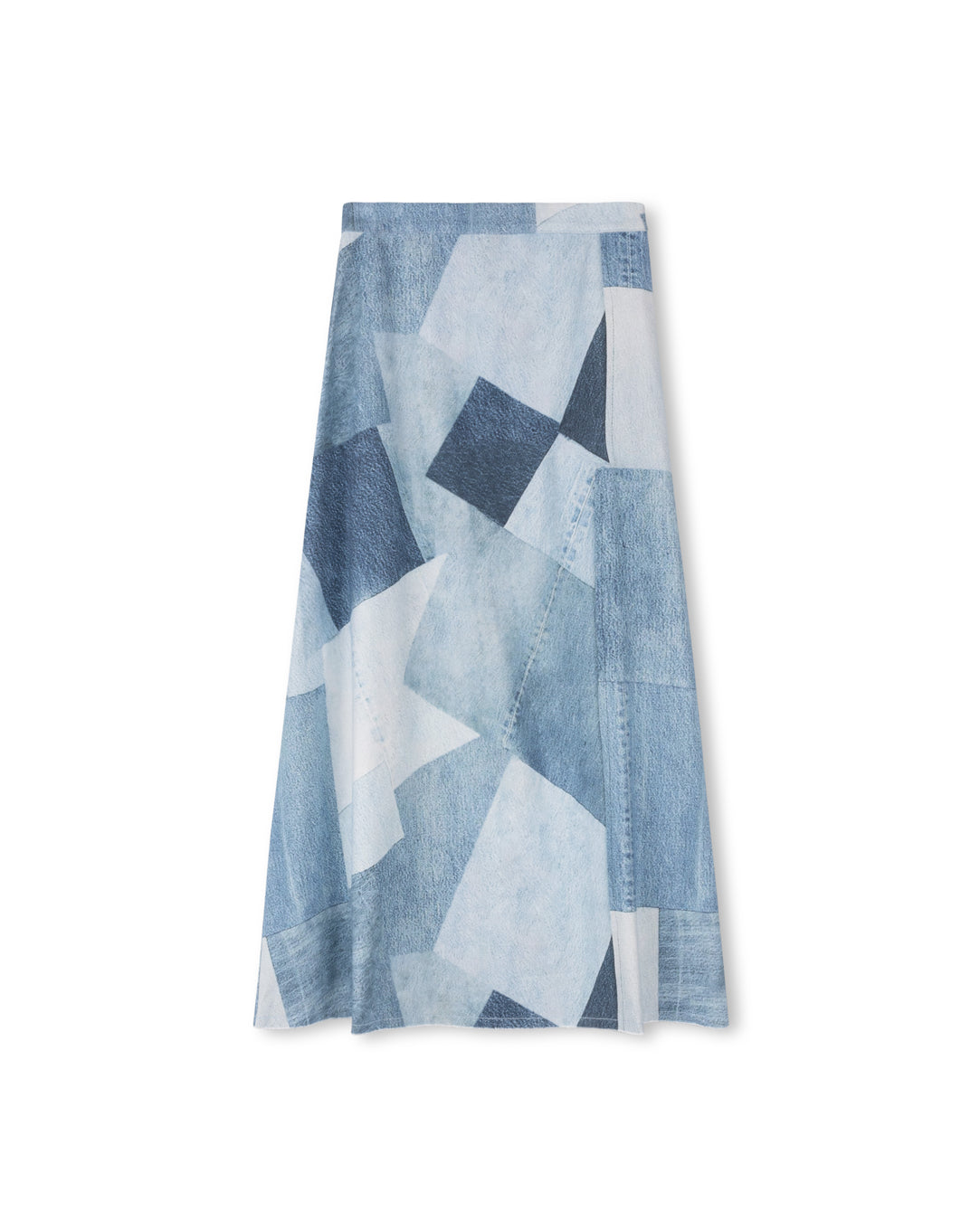 Patched A-Line Denim Skirt