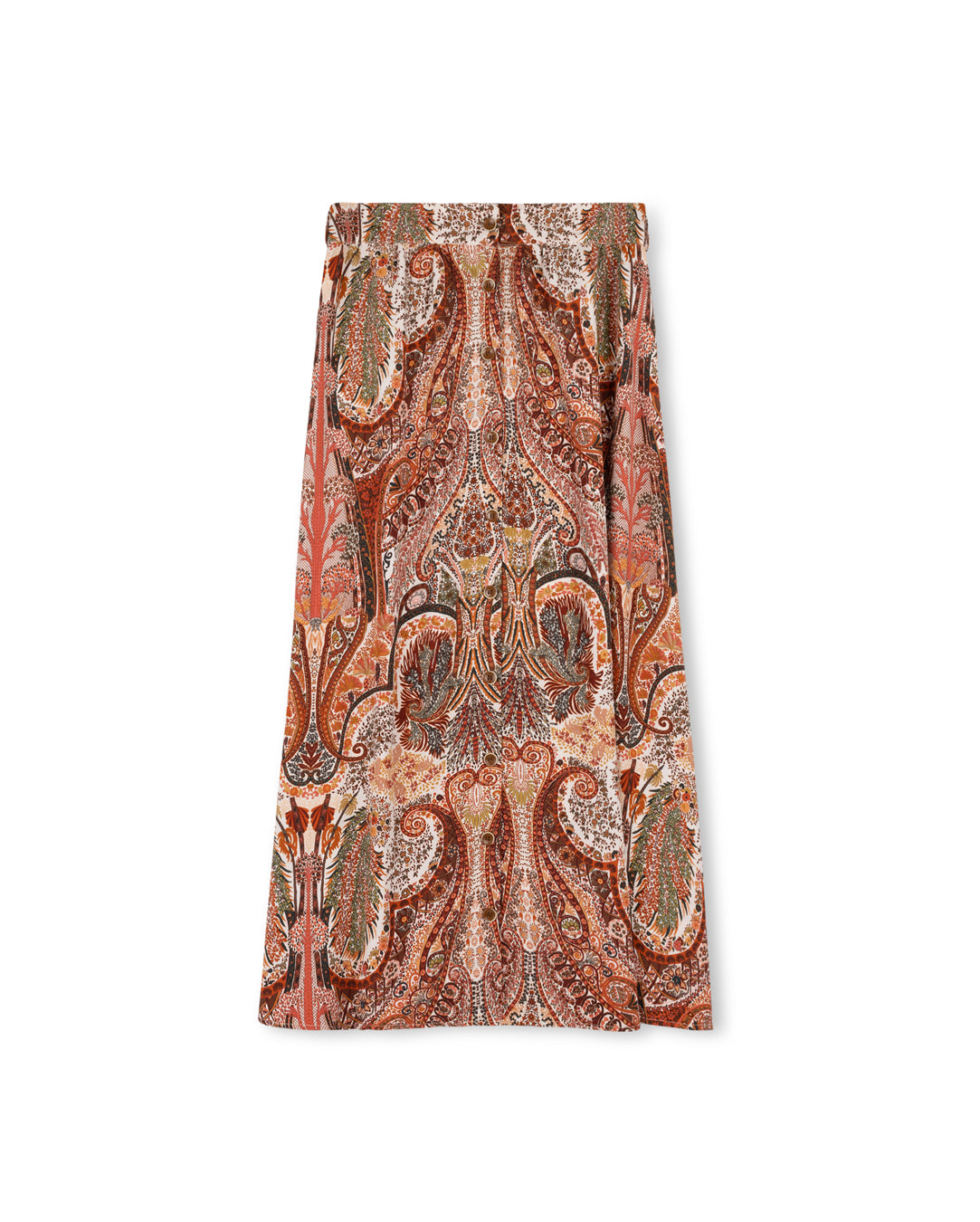 Paisley Print Button Skirt