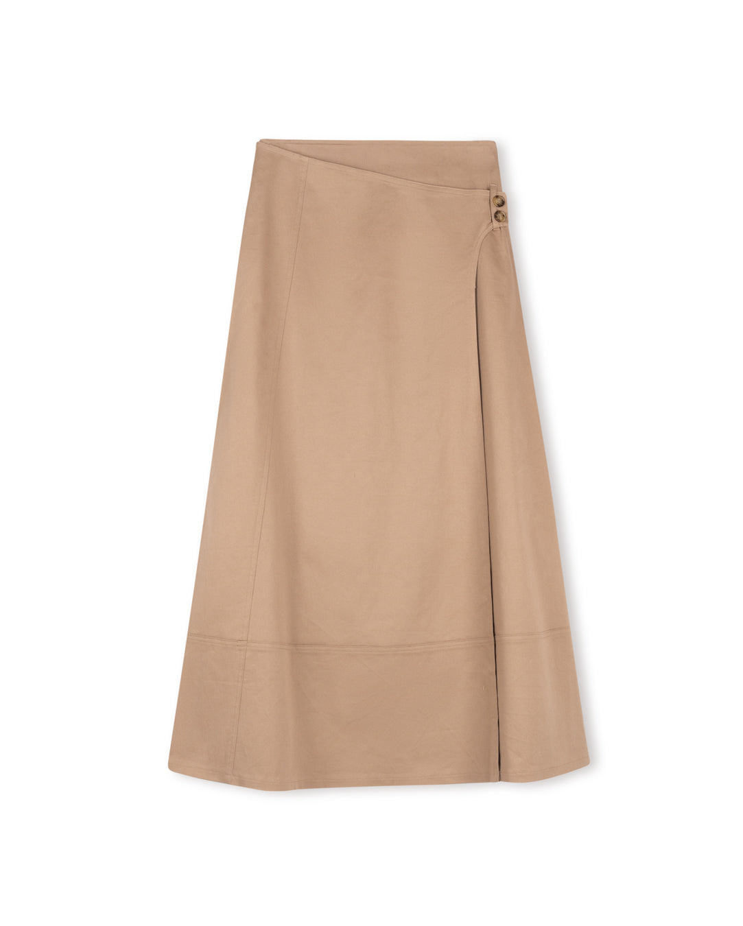 Button Wrap Midi Skirt