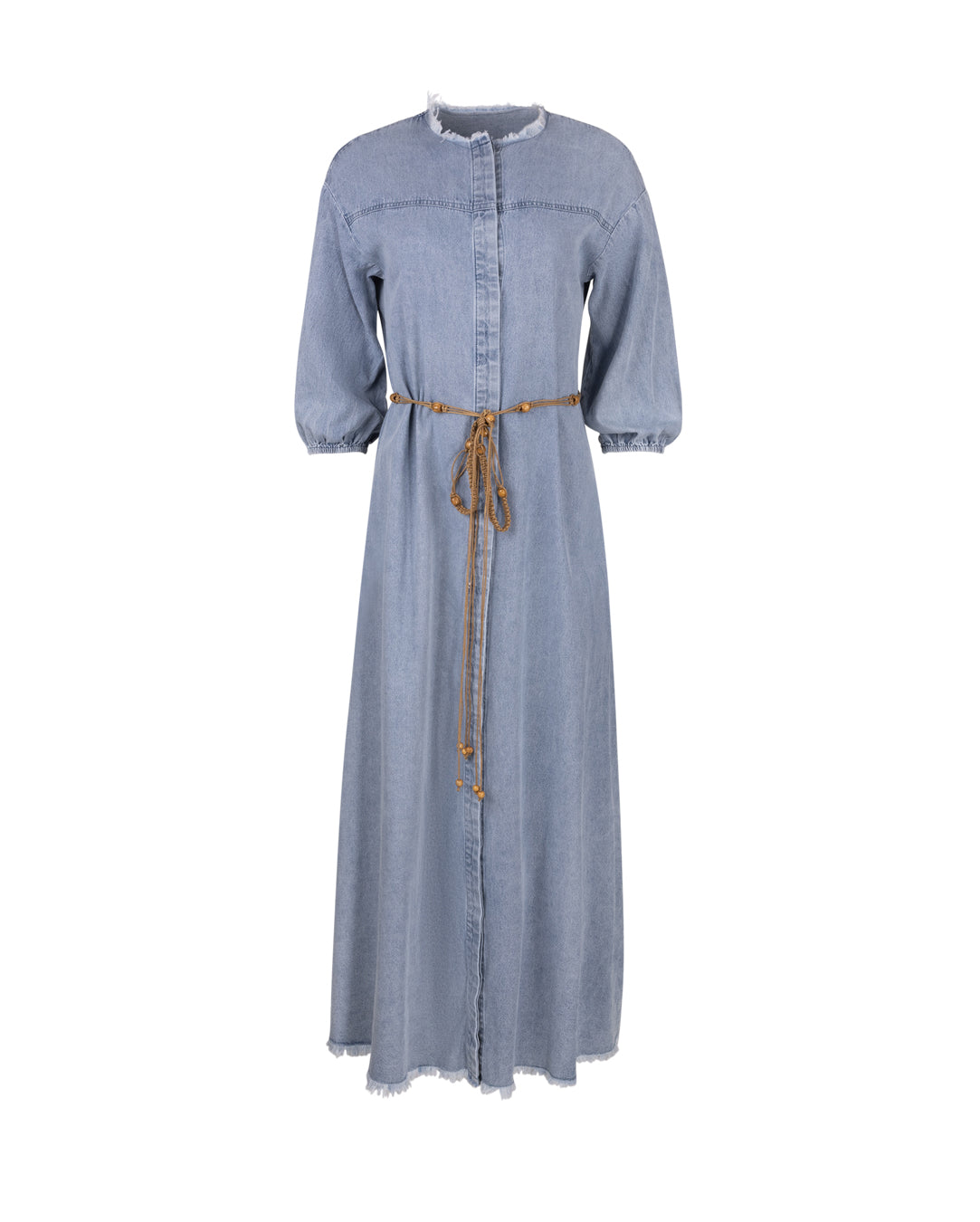 Bleach Denim Maxi Dress With Belt