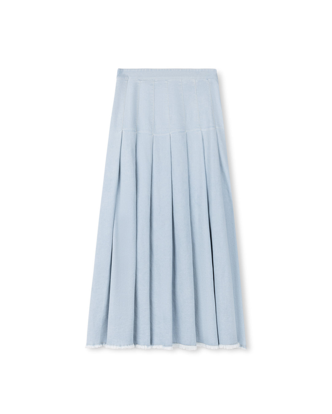 Denim Stretch Pleated Skirt