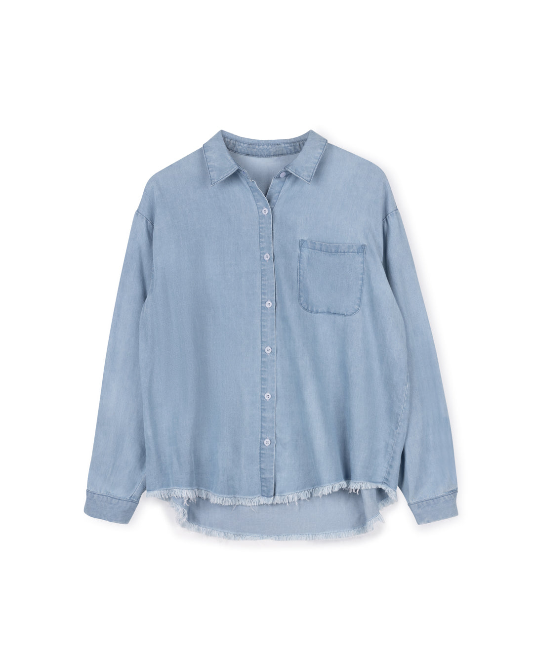 Denim Angled Button Down Blouse