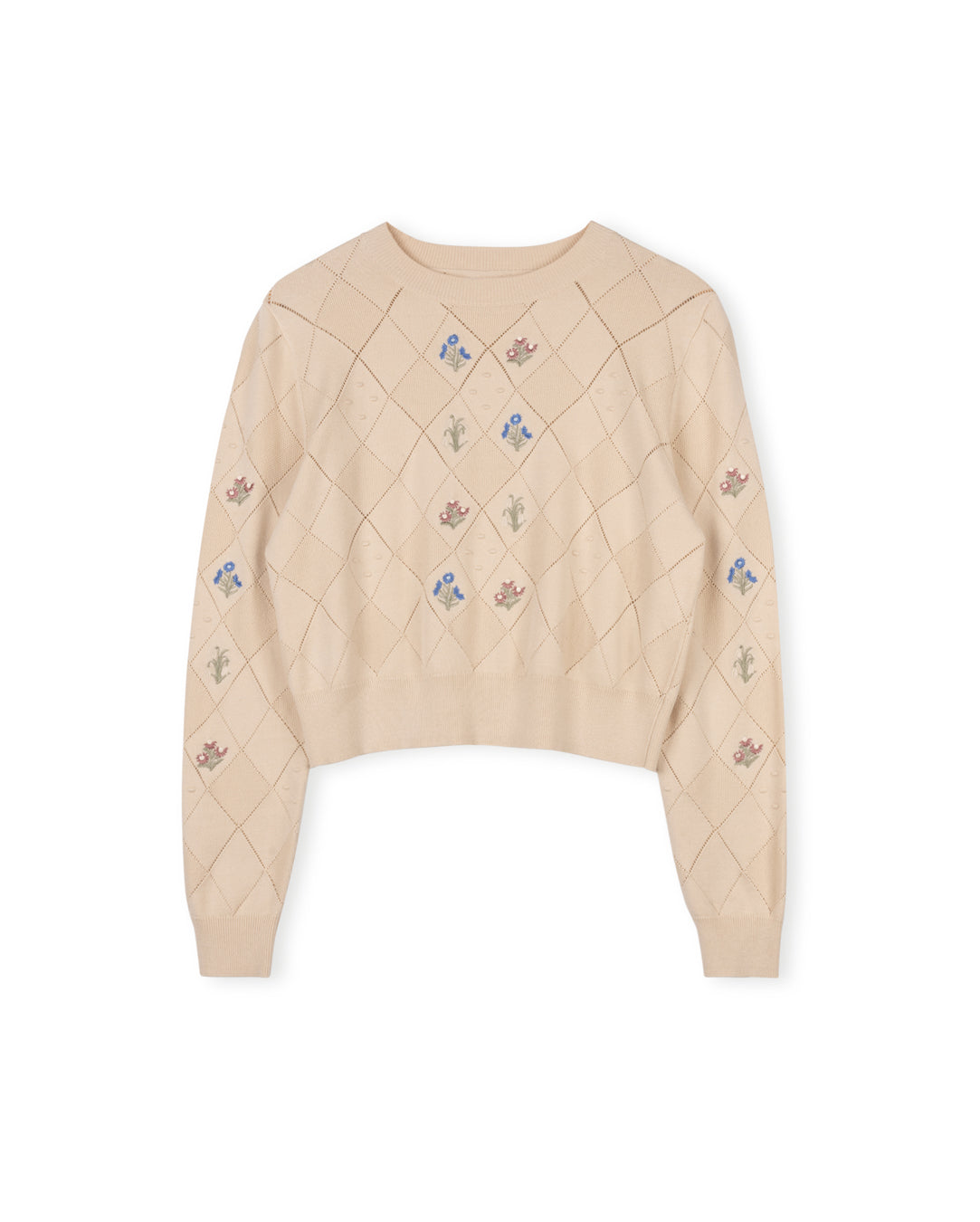 Embroidered Crew Neck Top