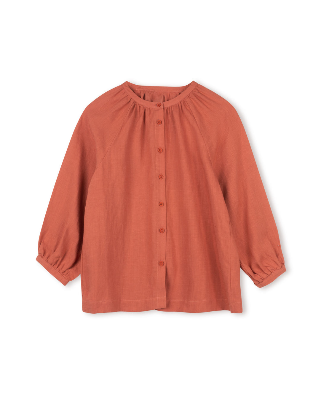 Linen Bubble Sleeve Blouse