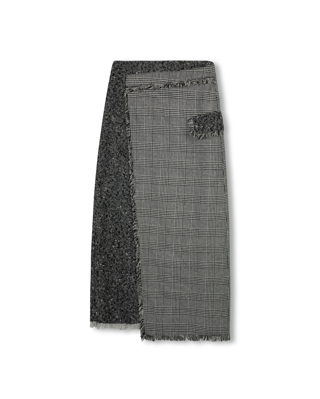 Half Wrap Wool Plaid Skirt