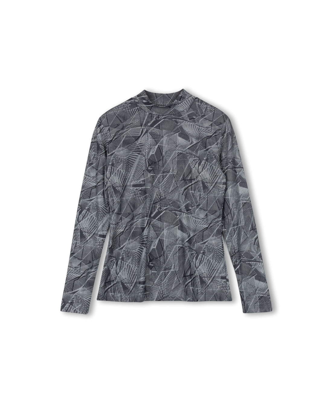 Mesh Printed Grey Turtleneck
