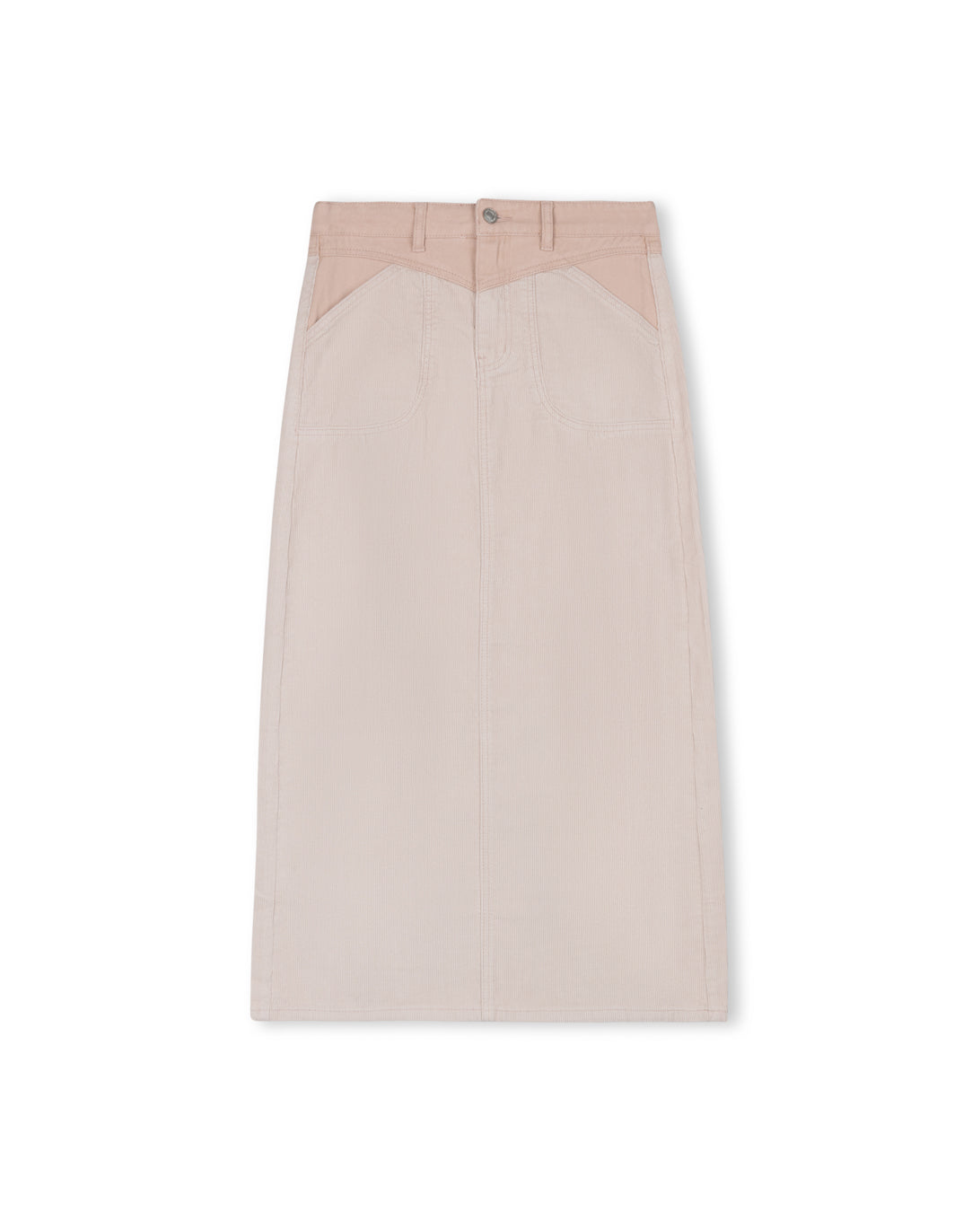 Denim Waist Corduroy Skirt