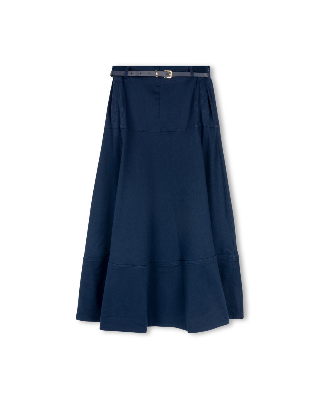 Drop Seam Paneled Denim Skirt