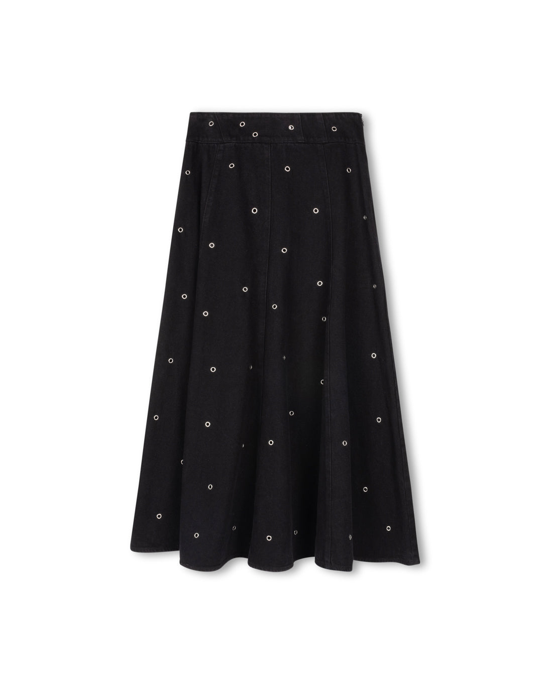 Drop Yolk Paneled Denim Skirt