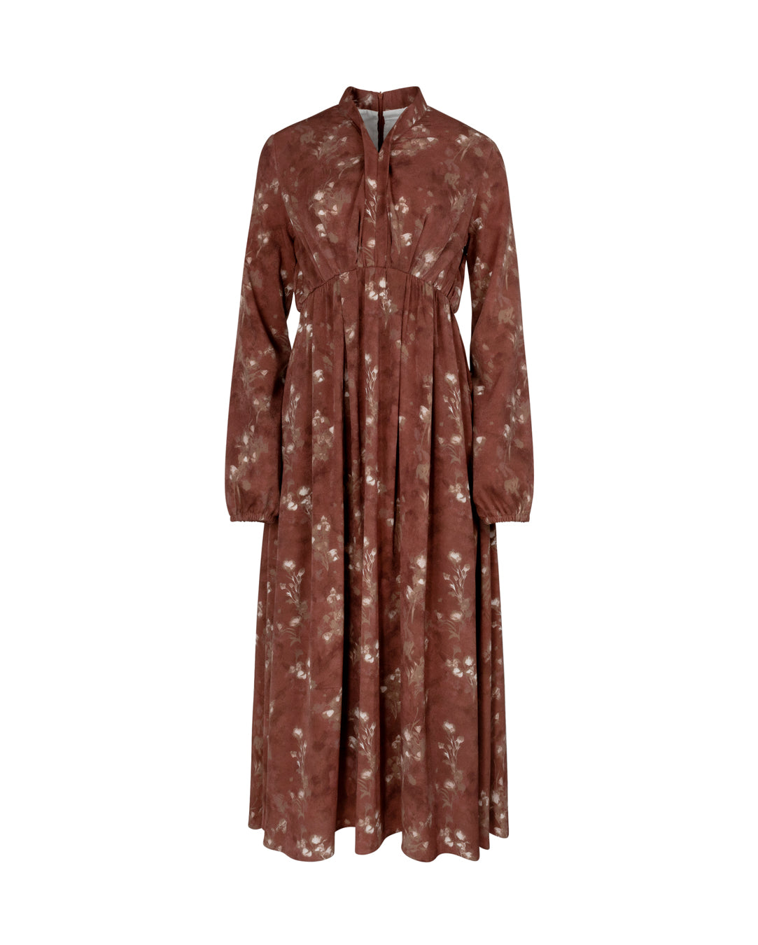 V-Neck Printed Waisted Maxi Dress