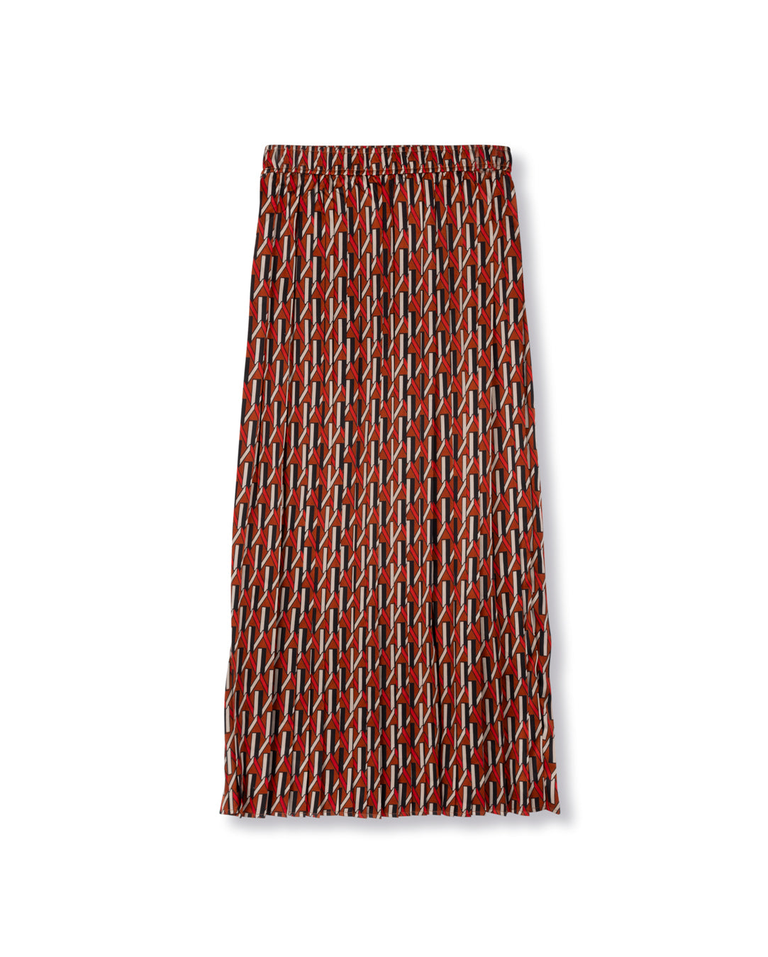 Silk Printed Elastic Waist Pleated Skirt