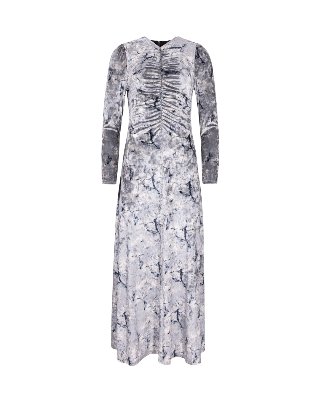 Rushed Velour Printed Dress