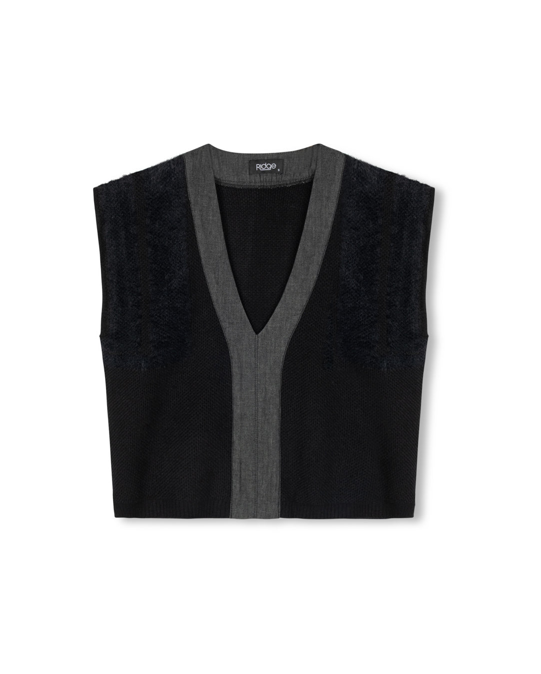 Denim Stripe Detailed Knit Vest