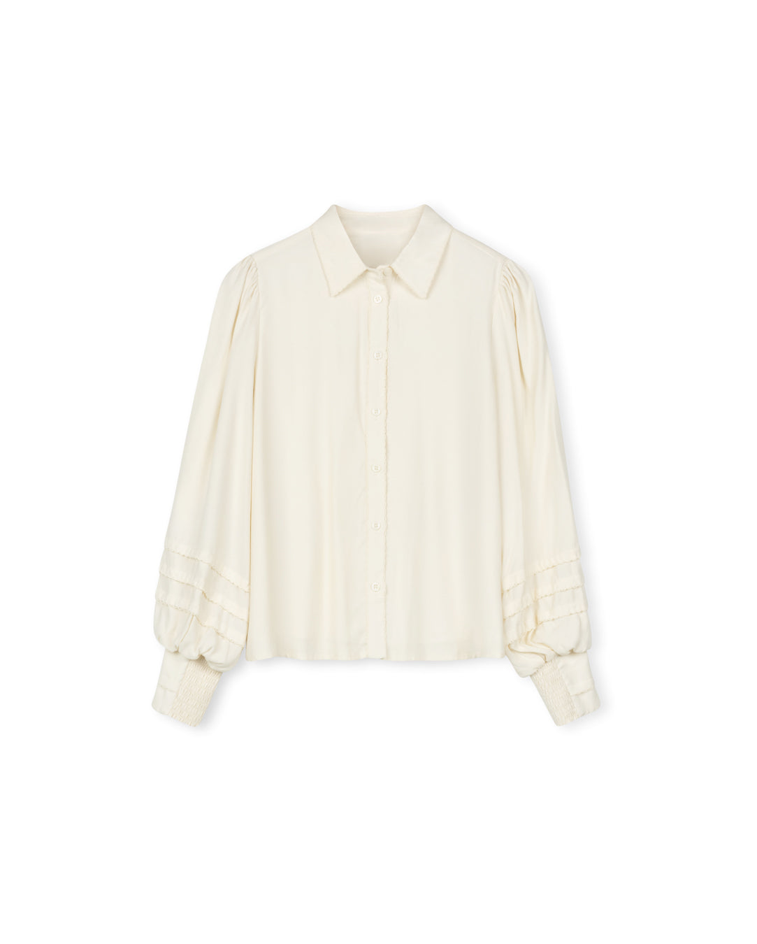 Flowy Blouse With Thin Scalloped Trim