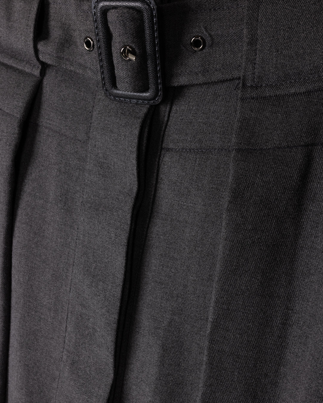Wide Belt Wool Skirt