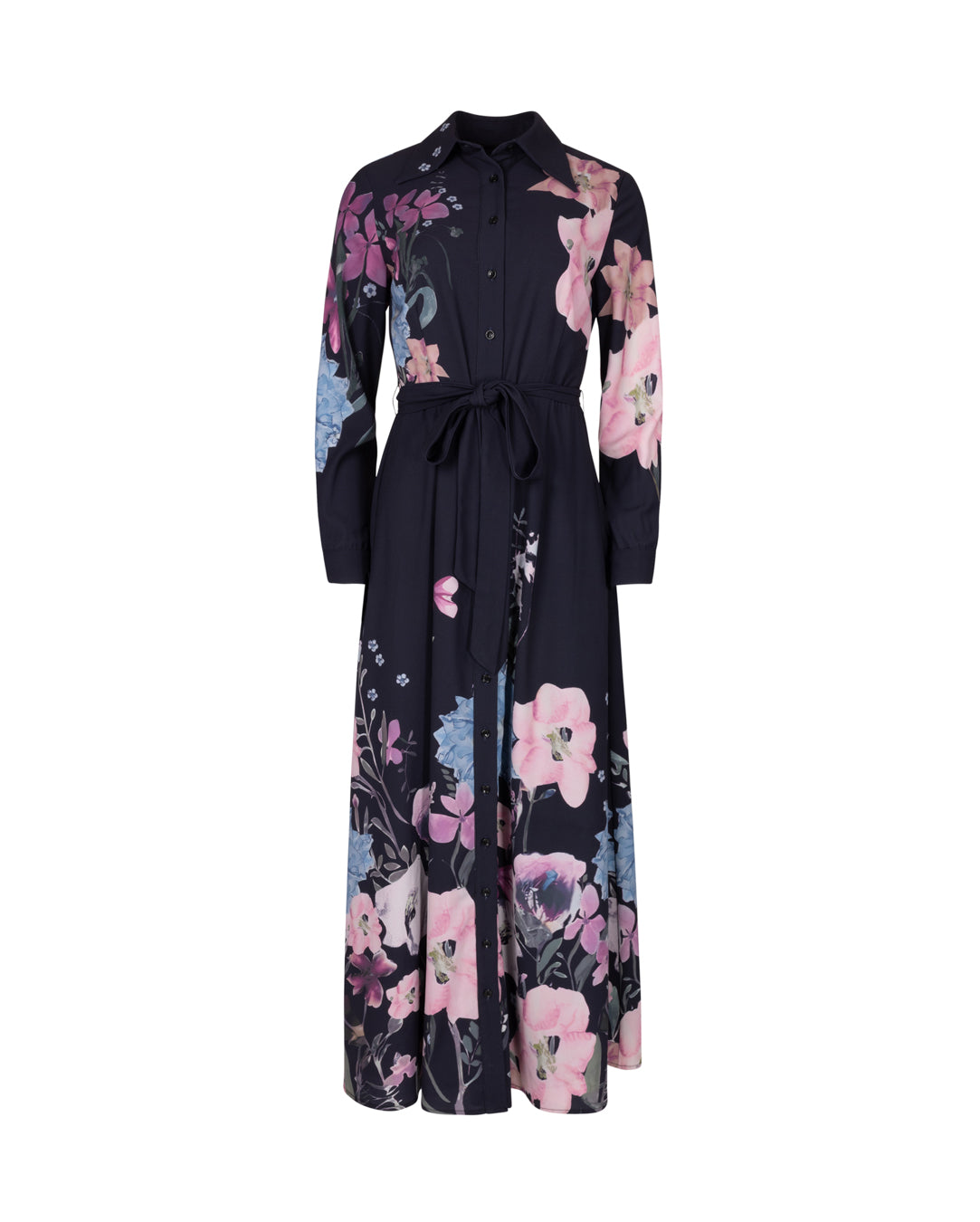 Floral Button Down Flowy Belted Dress