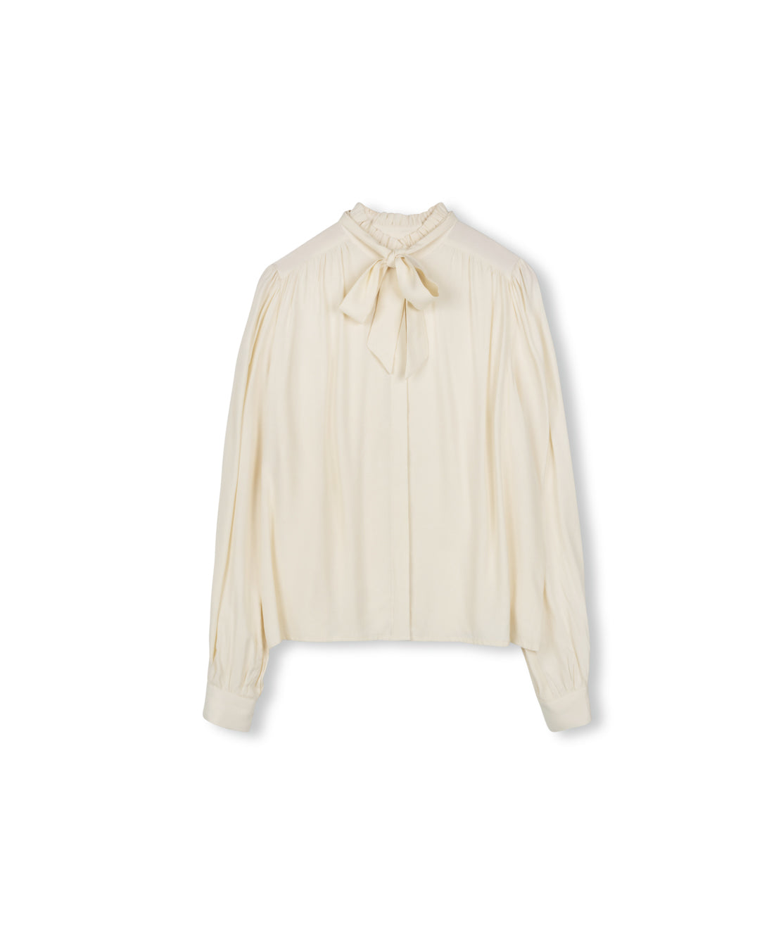 Silk Shirred Shoulder Blouse