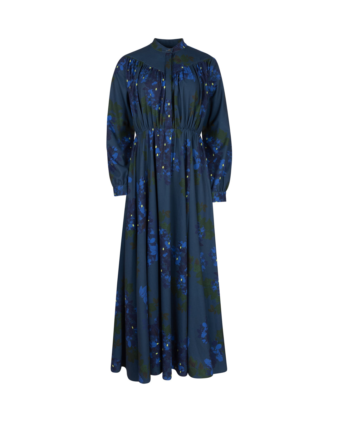 Diagonal Shirred Waisted Maxi Dress