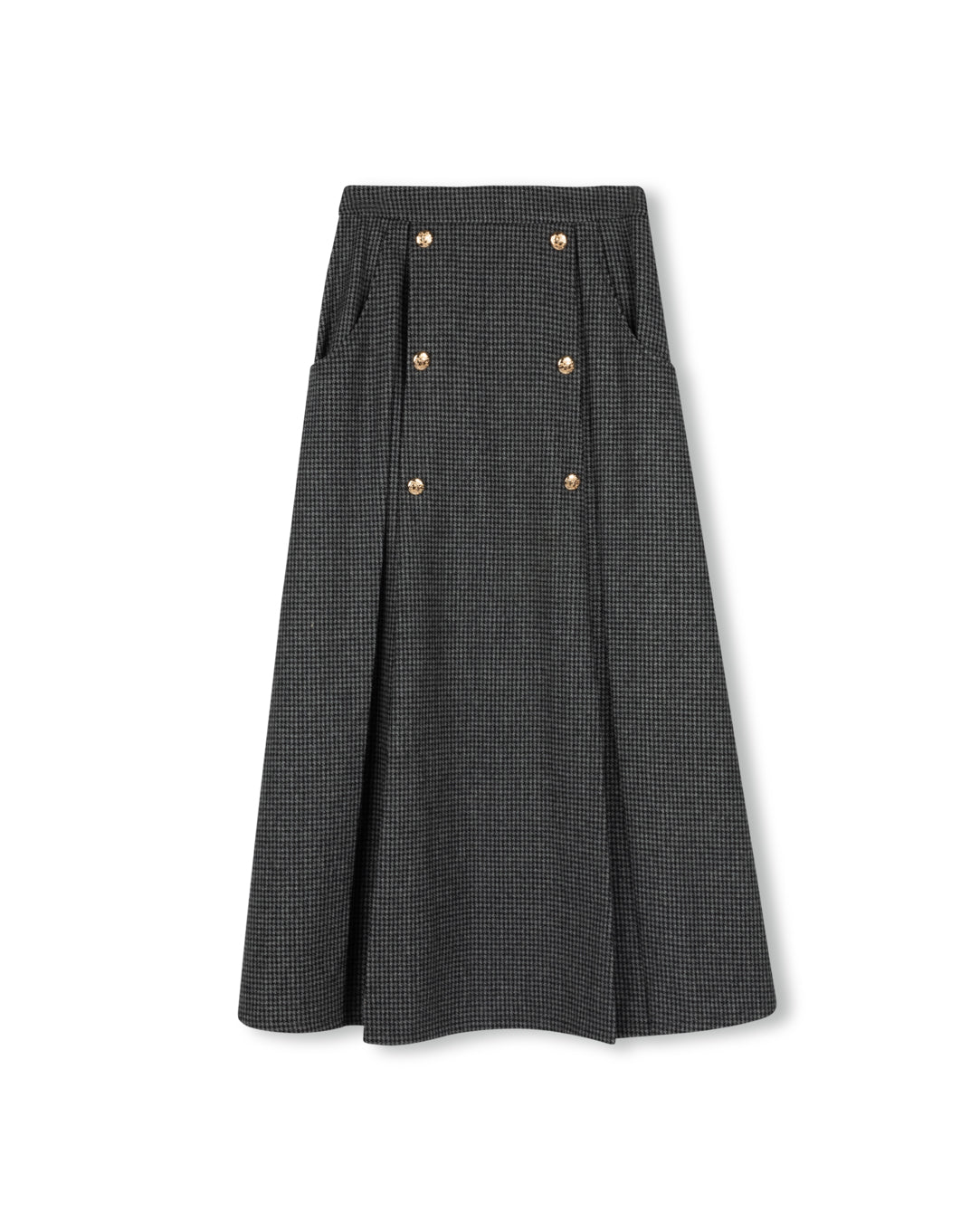 Plaid Wool Double Pleat Skirt