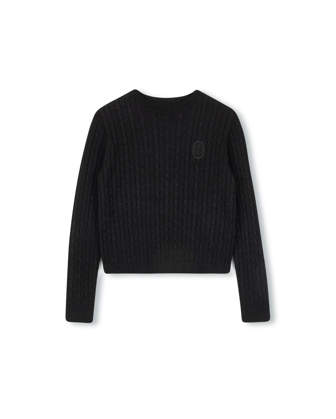Metallic Cable Knit Crew Neck