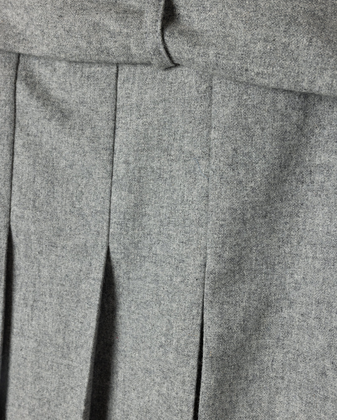 Wool Belted Front Pleat Midi Skirt