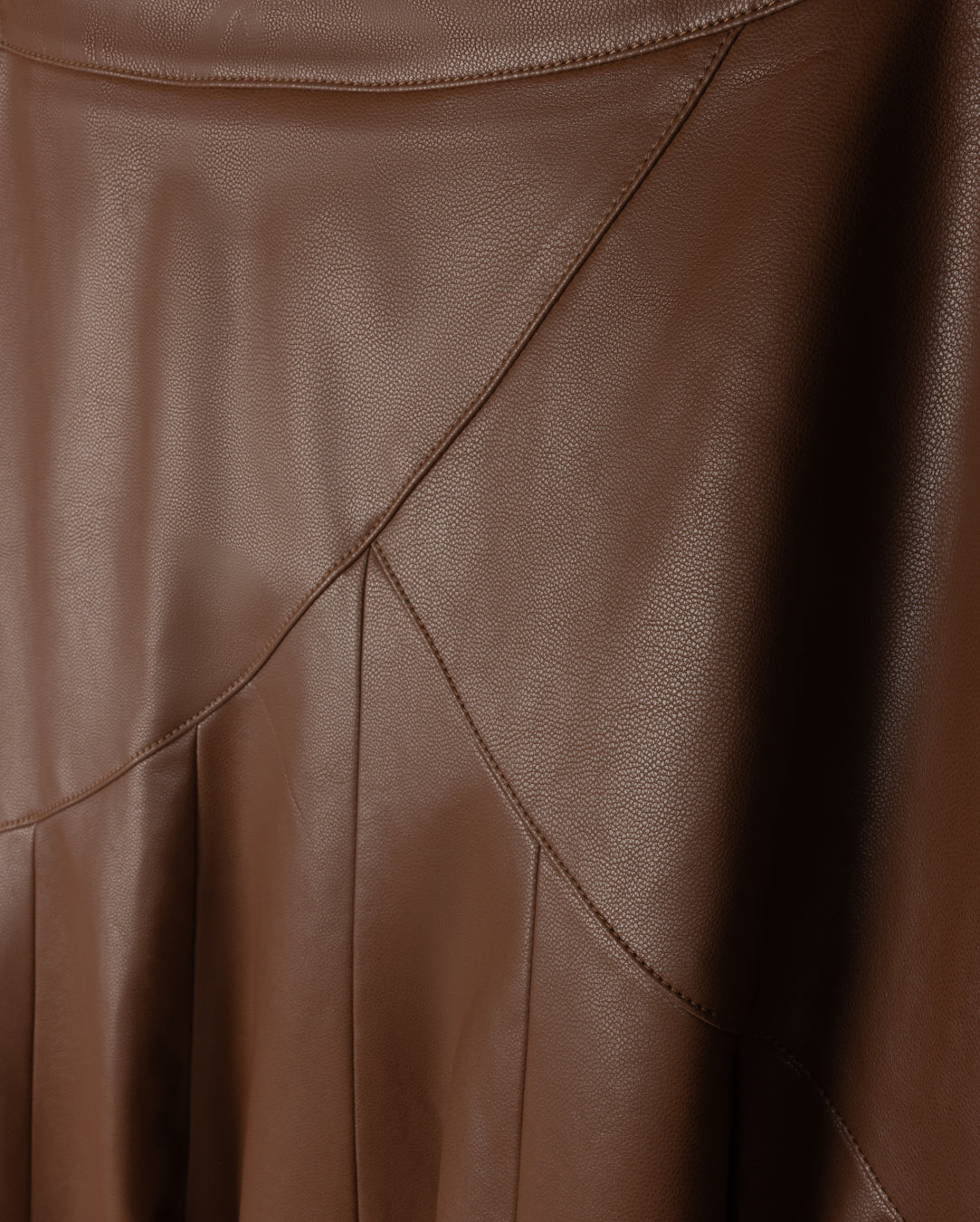 Rounded Cross Over Seam Leather Skirt