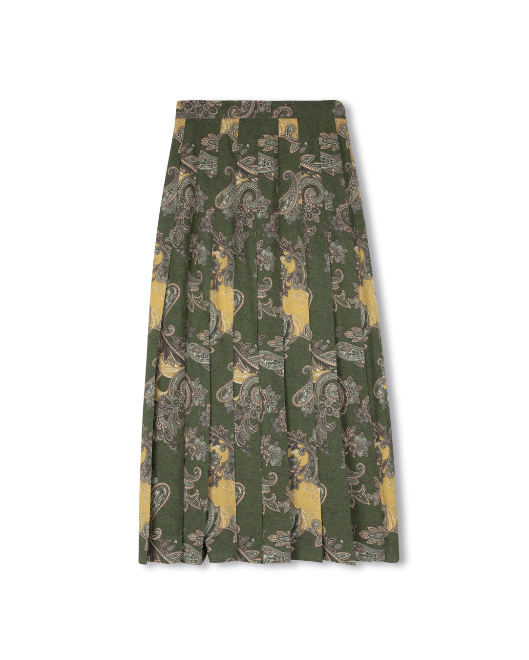 Paisley Printed Box Pleat Maxi Skirt