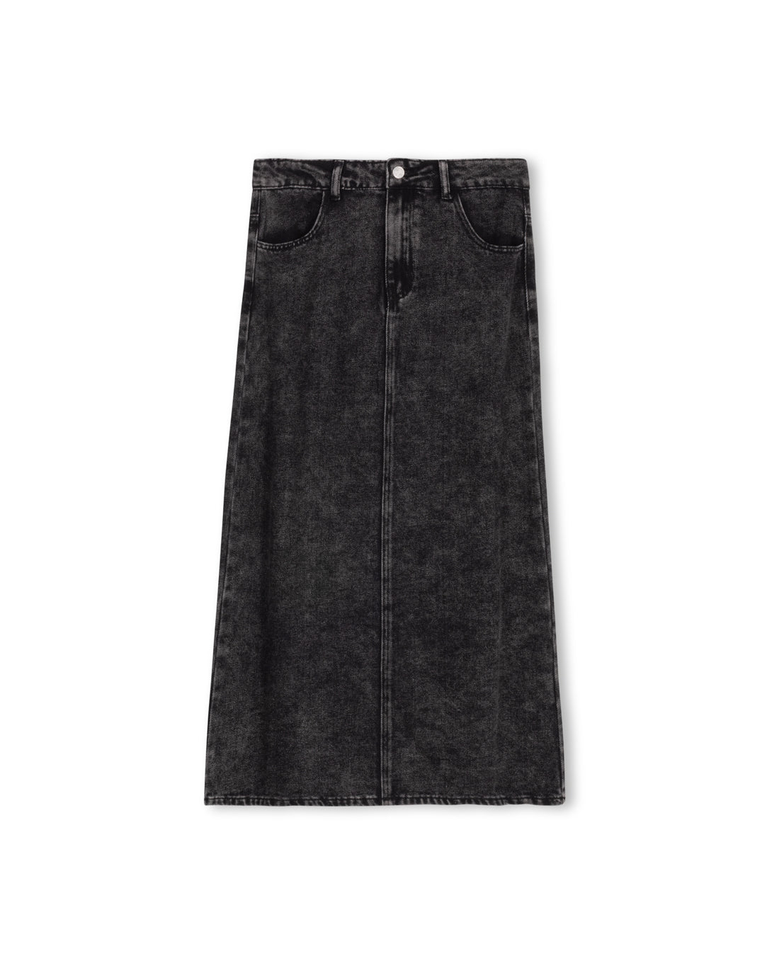 Washed Denim Straight Skirt