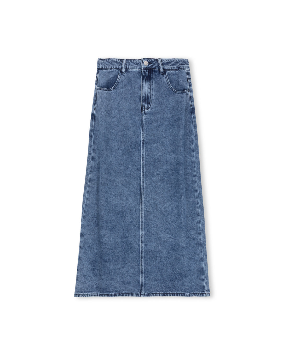 Washed Denim Straight Skirt