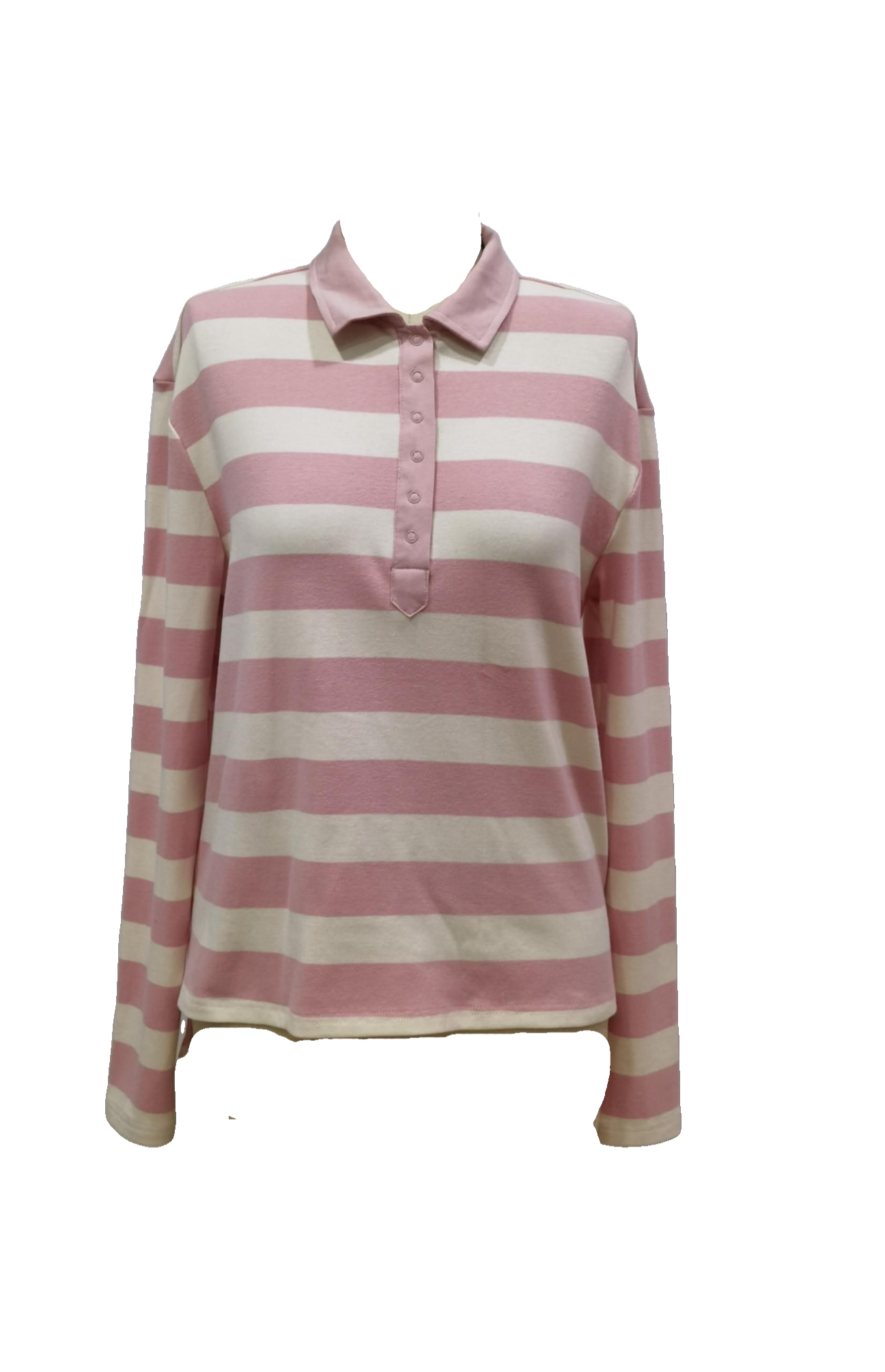 Oversized Striped Contrast Collar Polo