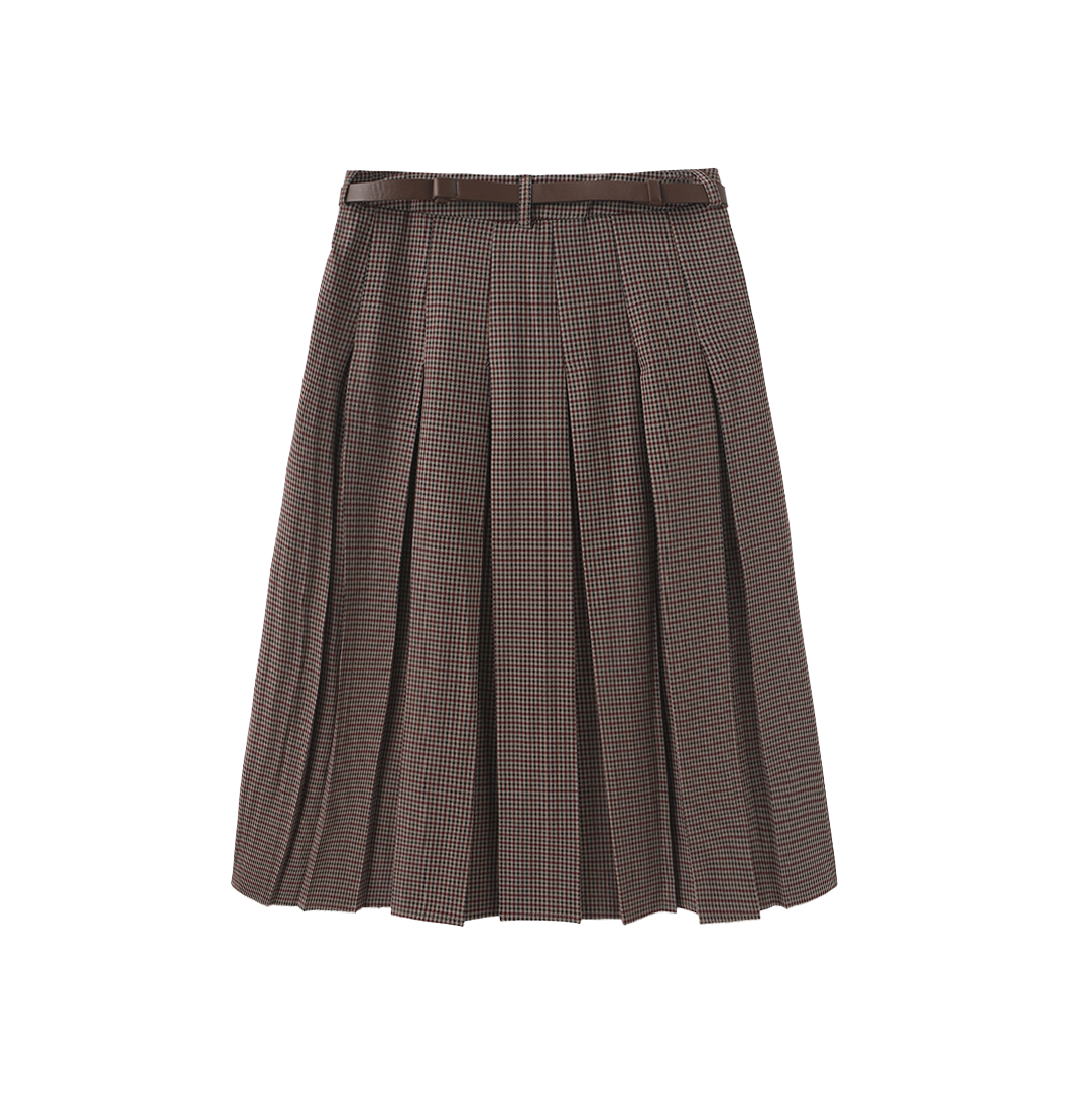 Short Pleated Belted Skirt