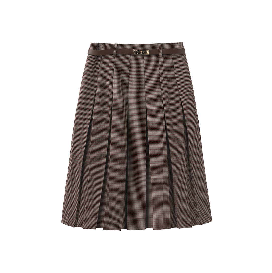 Short Pleated Belted Skirt