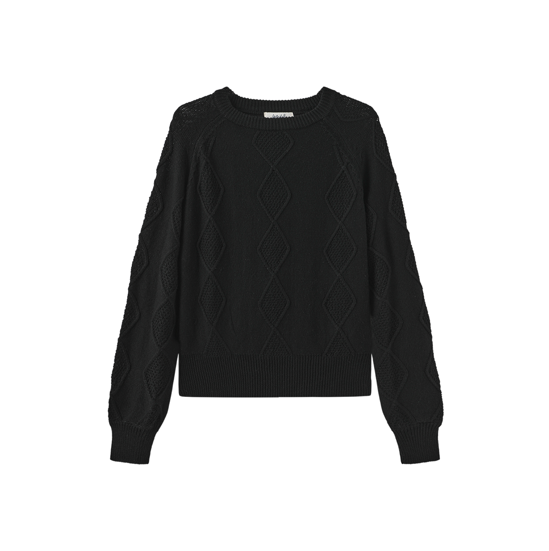 Diamond Detail Knit Crewneck Sweater