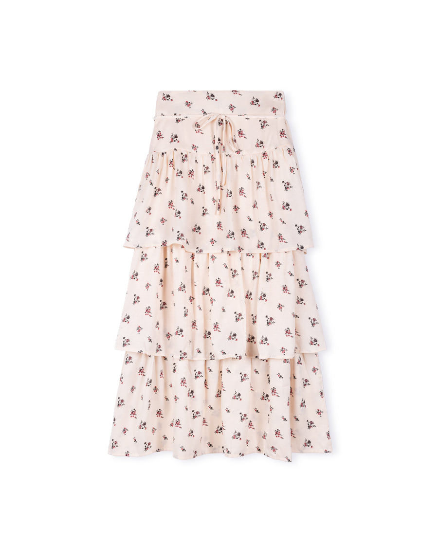 Layered Ivory Printed Skirt