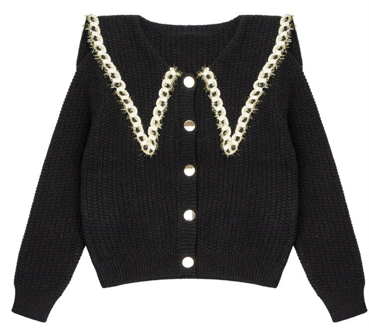 Brice - Weaved Knit Collared Cardigan