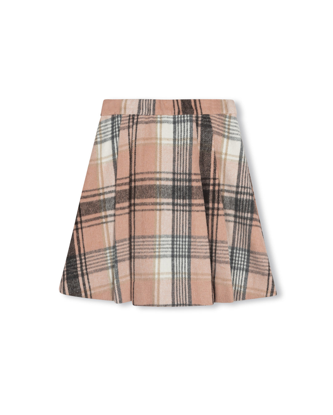 Gilt Wool Side Pleated Plaid Skirt